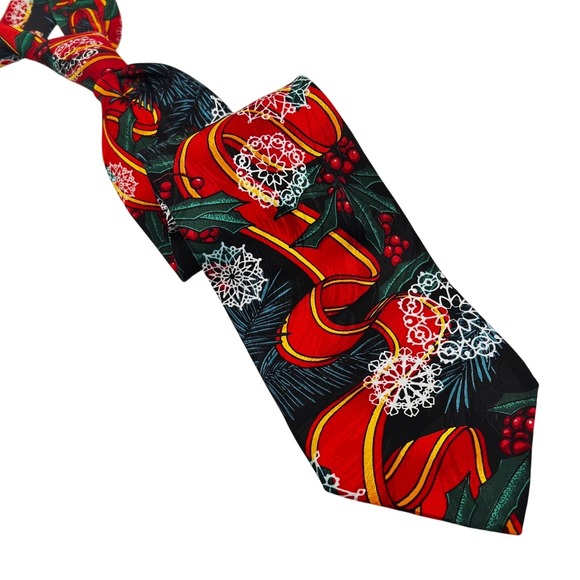 Rush Limbaugh Christmas Tie NO BOUNDARIES Men's Red Green Gold Chain 3.75" - Picture 2 of 5